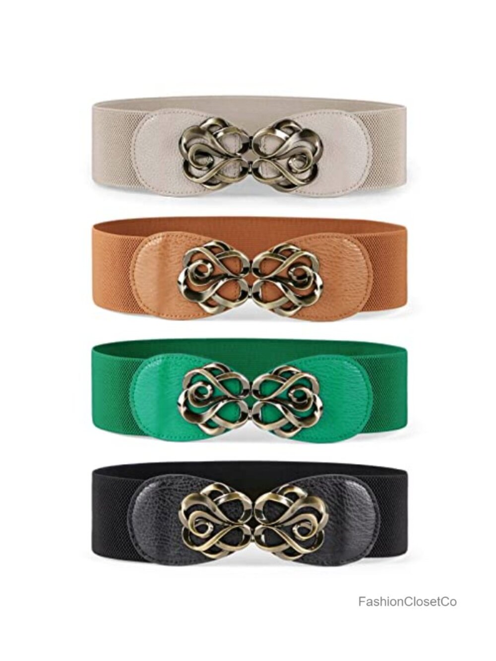 Women Stretchy Belts for Dresses Vintage Elastic Wide Waist Belts 4 Pack